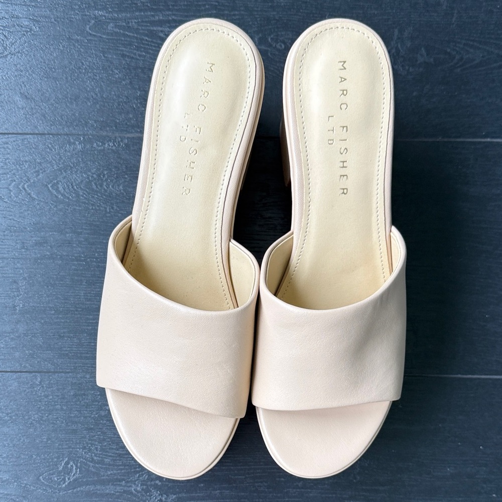 Marc Fisher Beige Cream Slide Sandals